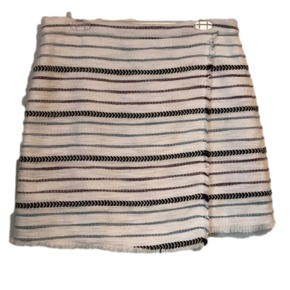 ANN Taylor LOFT Size 12 Striped Rag Faux Wrap Mini Skirt